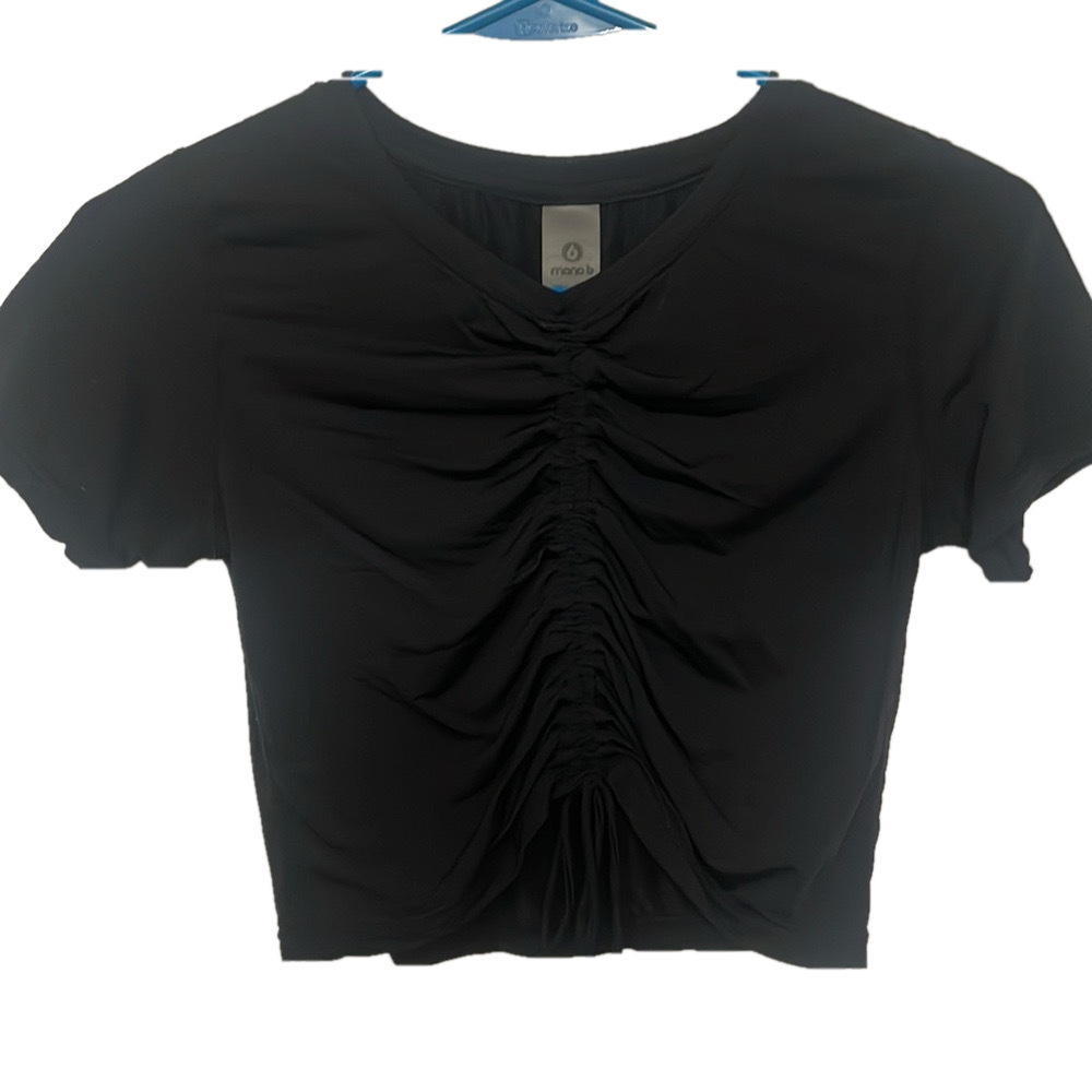 MONOB Black Crop Top Small Gym Workout Running - Picture 3 of 6
